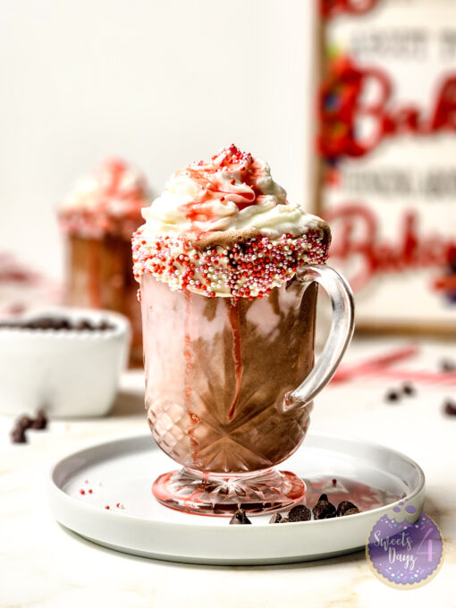 Strawberry Chocolate Milkshake on Gold Marble - Image 2