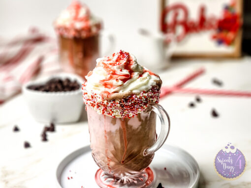 Strawberry Chocolate Milkshake on Gold Marble - Image 3