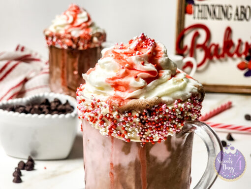 Strawberry Chocolate Milkshake on Gold Marble - Image 4