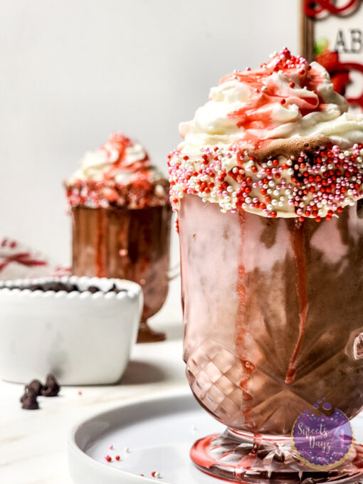 Strawberry Chocolate Milkshake on Gold Marble - Image 5