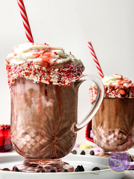 Strawberry Chocolate Milkshake on Marble