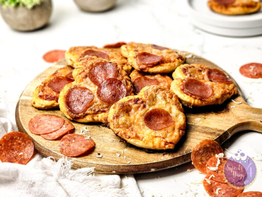 Mini Heart Pizzas on Marble - Image 2