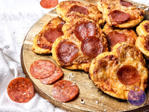 Mini Heart Pizzas on Marble - Image 3