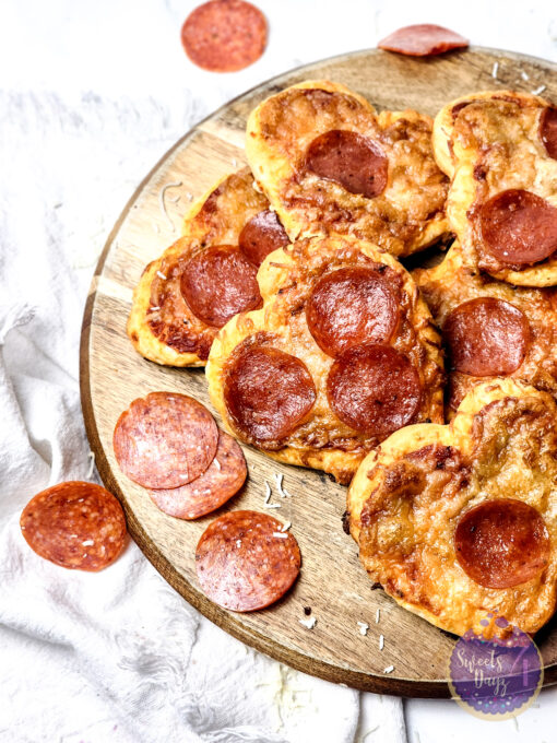 Mini Heart Pizzas on Marble