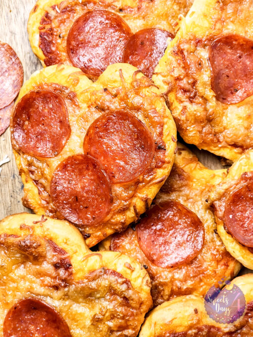 Mini Heart Pizzas on Marble - Image 6