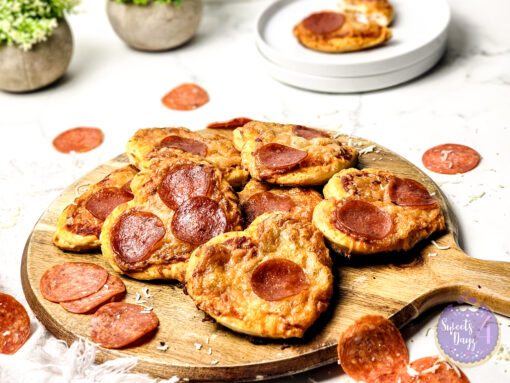 Mini Heart Pizzas on Marble - Image 8