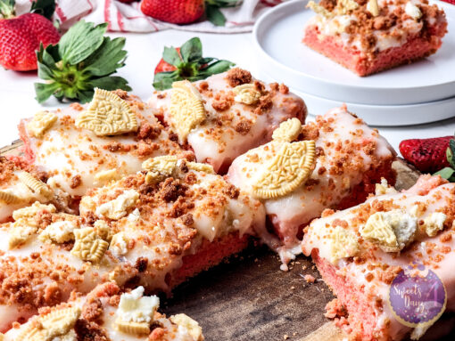 Strawberry Crunch Blondies on Marble - Image 8