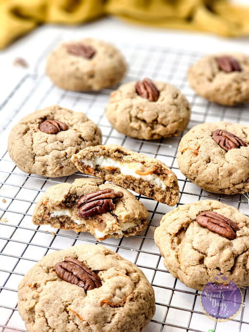 Stuffed Carrot Cake Cookies on Gold Marble - Image 2