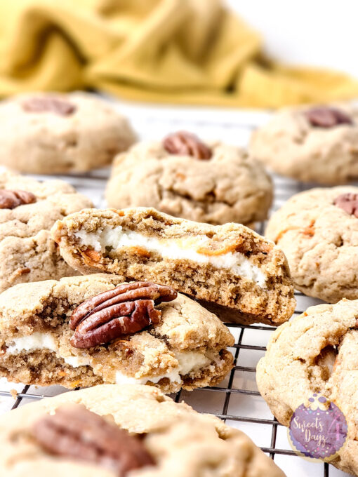 Stuffed Carrot Cake Cookies on Gold Marble - Image 3