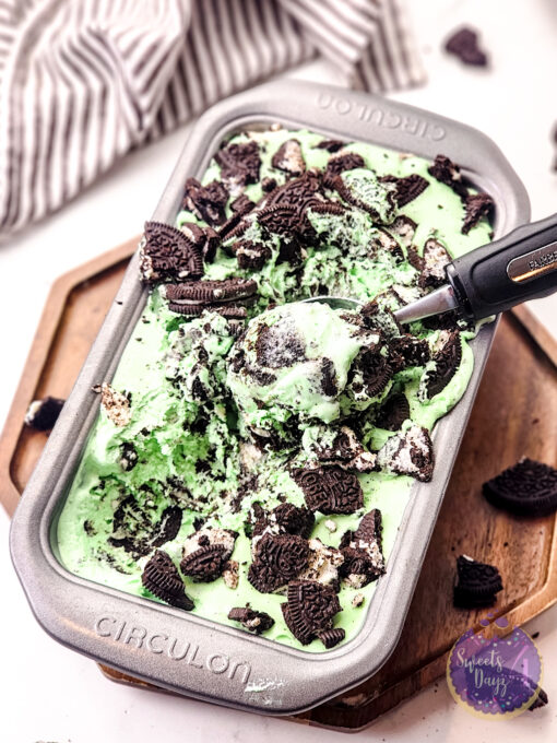 Mint Oreo Ice Cream on Marble